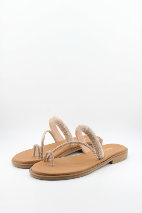 Ragazza Minimalist Textured Strap Slide Sandals